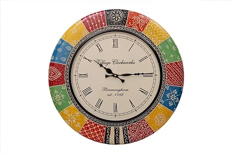 Crafted wonders 16 inch Colourful Round Wooden Wall Clock