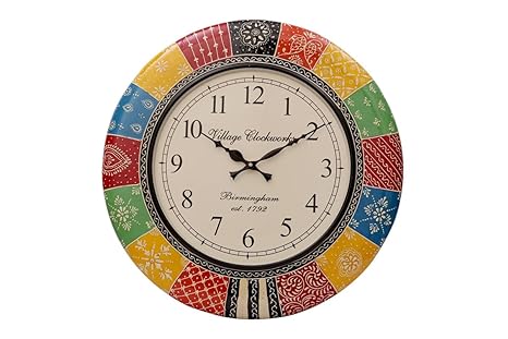 Crafted wonders 16 inch Colourful Round Wooden Wall Clock