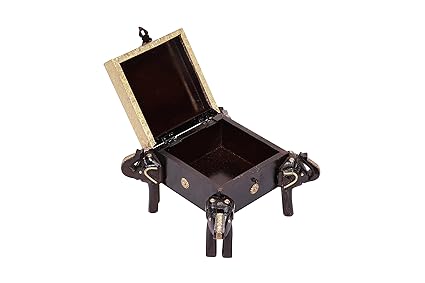Crafted Wonders Handcrafted Stool Cum Dry Fruit Box For Serving Tray