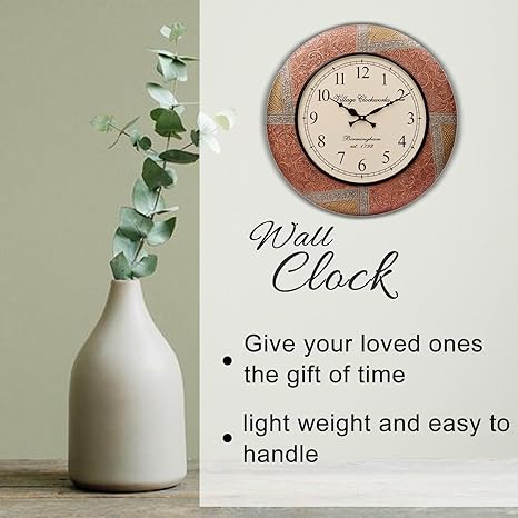 Crafted Wonders Round 16 Vintage Pink And Beige Wooden Wall Clock