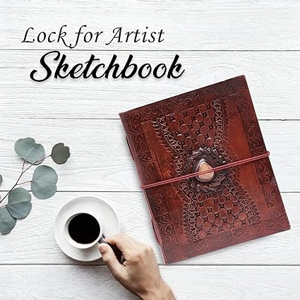 Crafted wonders Vintage Leather Diary Journal Notebook with Lock Sketchbook