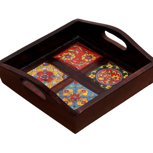 Crafted wonders Wooden Tray Handcrafted Serving Tray
