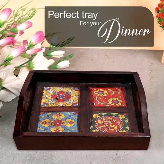 Crafted wonders Wooden Tray Handcrafted Serving Tray